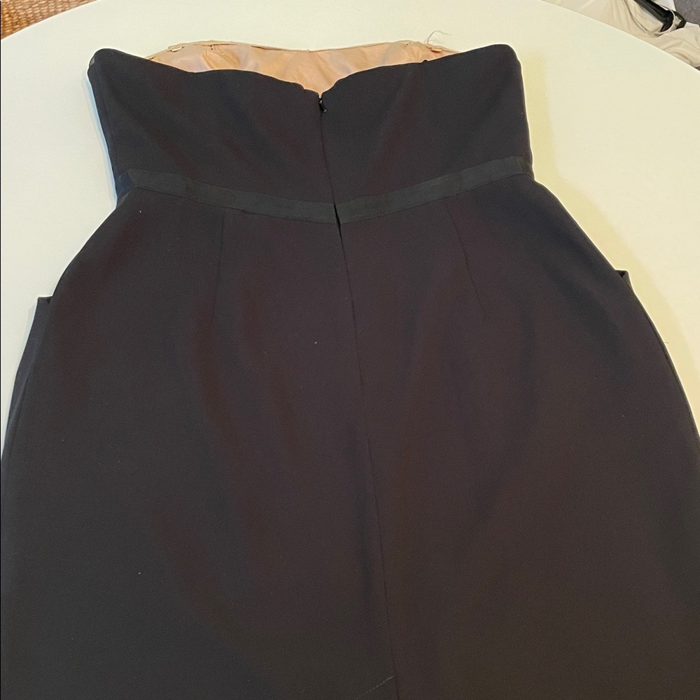 BCBGMaxAzria Size 12 Strapless Black Dress Corset Top Pockets - Picture 9 of 15